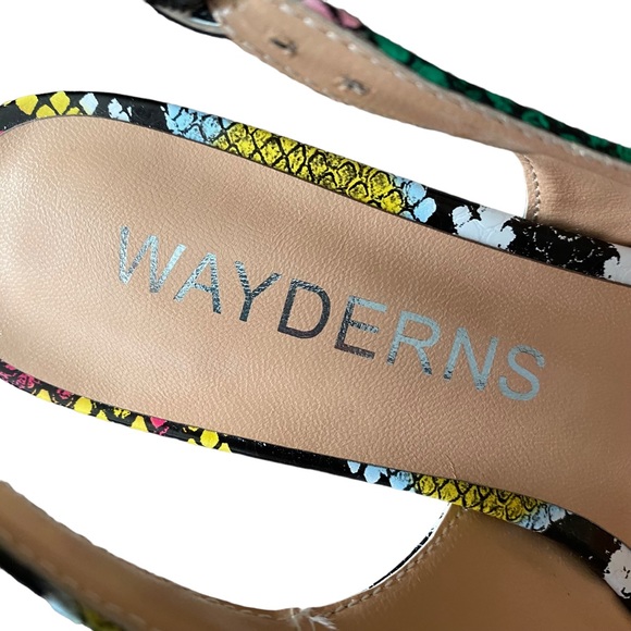 WAYDERNS NWOB Colorful Snakeskin Slingback Shoe with Block Heel 6.5 - Picture 5 of 12